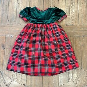 Smockingbird tartan plaid flannel velvet christmas dress
